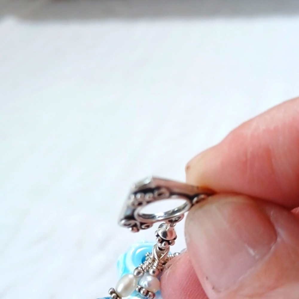 Ivana DiVia Blue Sterling  Silver 925 Beaded Charm Bracelet 8 Inch - Picture 6 of 10